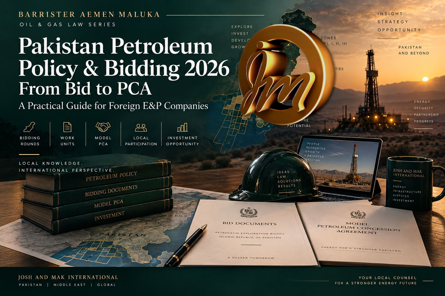 Pakistan Petroleum Policy, Pakistan petroleum bidding round, DGPC Pakistan bidding, Pakistan Model Petroleum Concession Agreement, Pakistan PCA, petroleum blocks Pakistan, Pakistan E&P investment, Work Units Pakistan petroleum, petroleum licence Pakistan, foreign E&P company Pakistan, farm-in Pakistan oil gas, Pakistan upstream concession, Petroleum Policy 2012 Pakistan, oil gas local counsel Pakistan, Pakistan petroleum lawyer, Pakistan petroleum block investment, acquire oil gas block Pakistan, Pakistan E&P local counsel, DGPC lawyer Pakistan, petroleum bid legal advice Pakistan, Pakistan upstream due diligence, foreign oil company Pakistan lawyer, Pakistan Petroleum Policy & Bidding 2026: Foreign E&P Guide, Pakistan Petroleum Policy 2026 | Bidding, PCAs & Foreign E&P Investment, Detailed guide to Pakistan’s petroleum policies, DGPC bidding rounds, Work Units, Model PCA, foreign participation, local working interest, legacy concessions and upstream investment, Foreign investment, bid preparation, consortium structuring, acreage acquisition, farm-in, regulatory due diligence and local-counsel selection, International oil companies, independent E&P companies, NOCs, private equity and strategic investors, foreign law firms, project financiers, oilfield service companies and upstream transaction teams